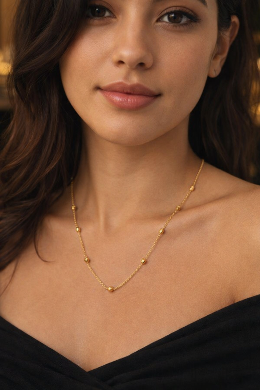 18K Gold Ball Bead Chain Necklace – Waterproof PVD Coated Stainless Steel