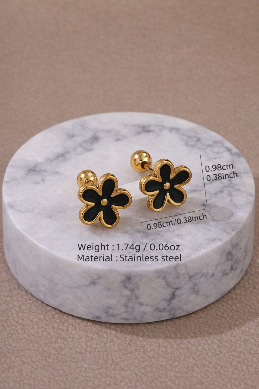 18K Gold Plated Flower Stud Earrings | Waterproof Stainless Steel Floral Earrings