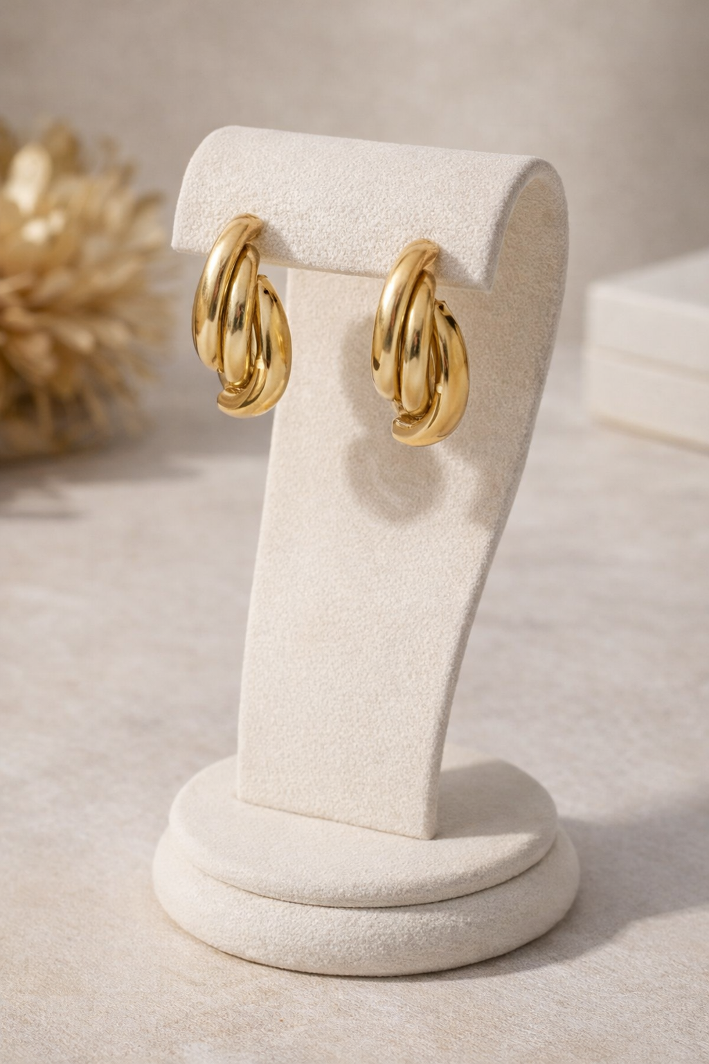 Vintage Gold Plated Geometric Hoop Earrings for Women – Hypoallergenic Statement Jewelry