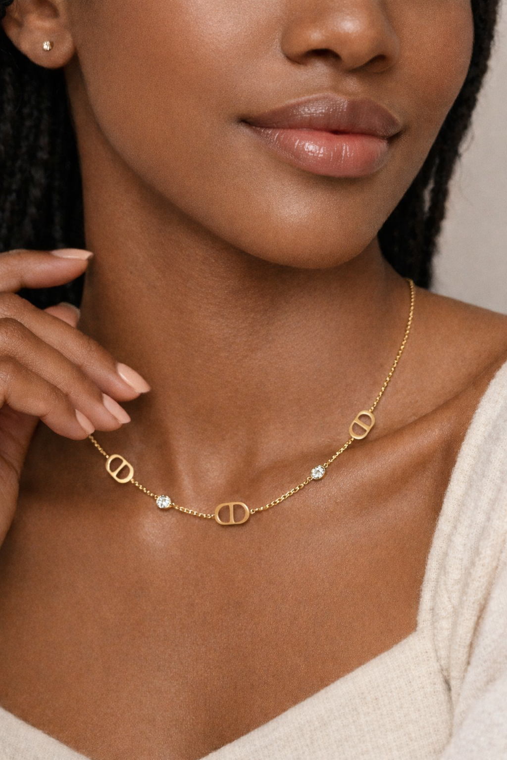 Korean Style 18K Gold Plated Geometric Jewelry Set – Necklace, Bracelet & Earrings Set for Women