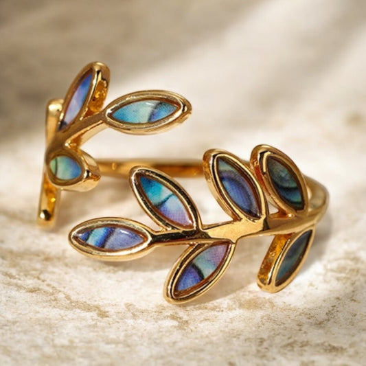 Gold Leaf Adjustable Open Ring – Elegant Women’s Jewelry