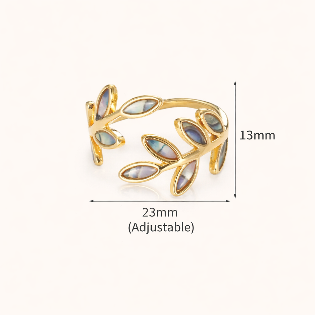 Gold Leaf Adjustable Open Ring – Elegant Women’s Jewelry