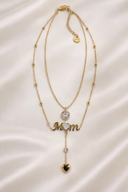 Mom Heart Necklace – 18K Gold Plated Stainless Steel Mother’s Day Jewelry