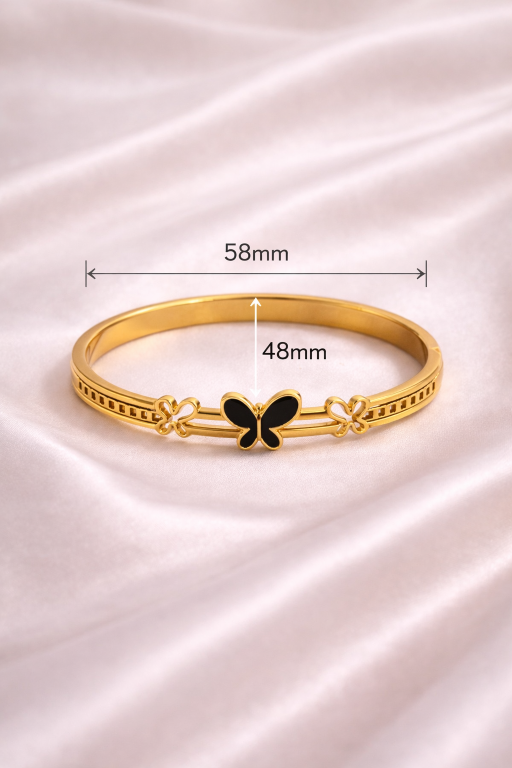 Butterfly Gold Open Bangle – 18K Gold Plated Stainless Steel Adjustable Women’s Bracelet