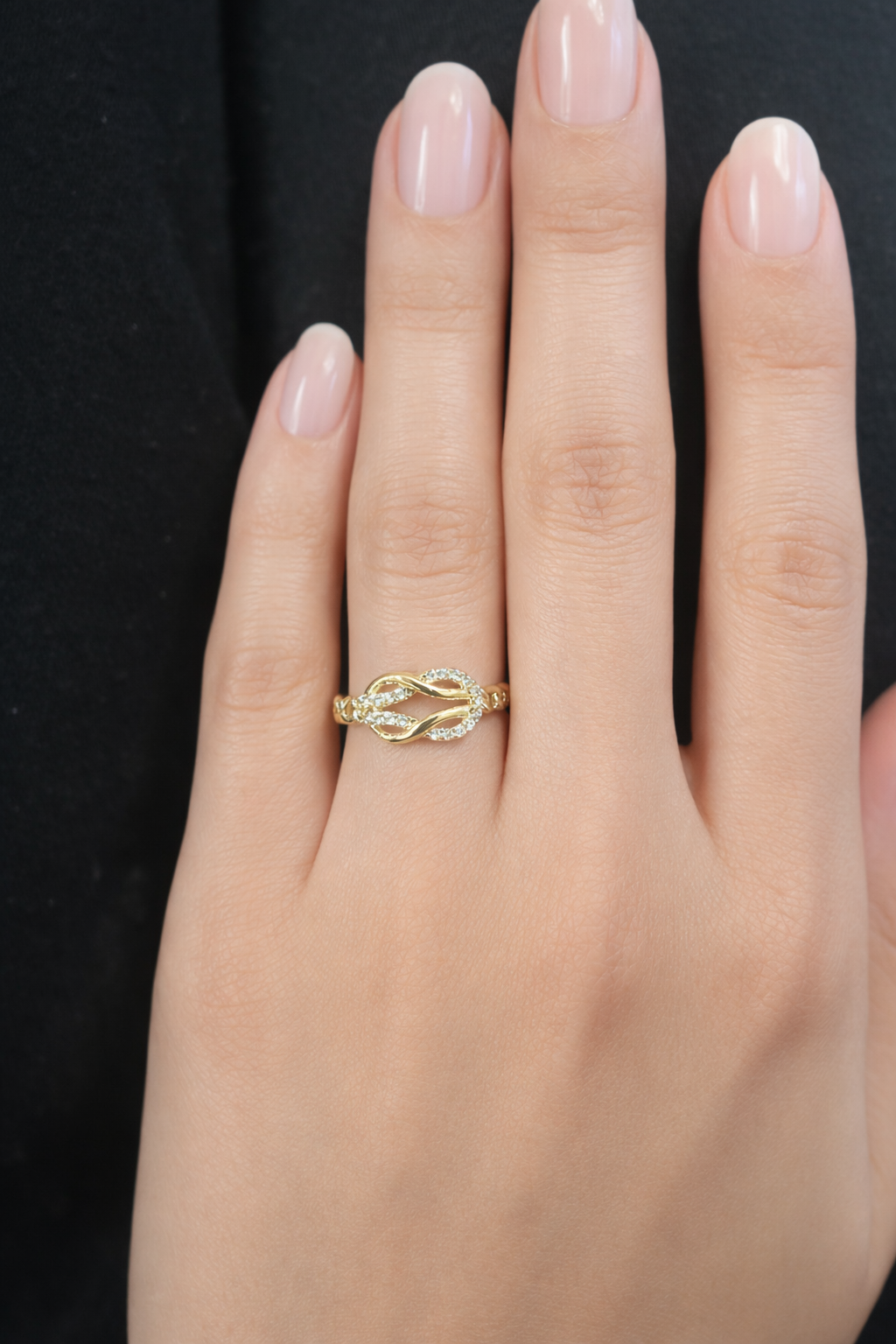 18K Gold Plated Infinity Chain Ring – Zircon Adjustable Statement Ring for Women