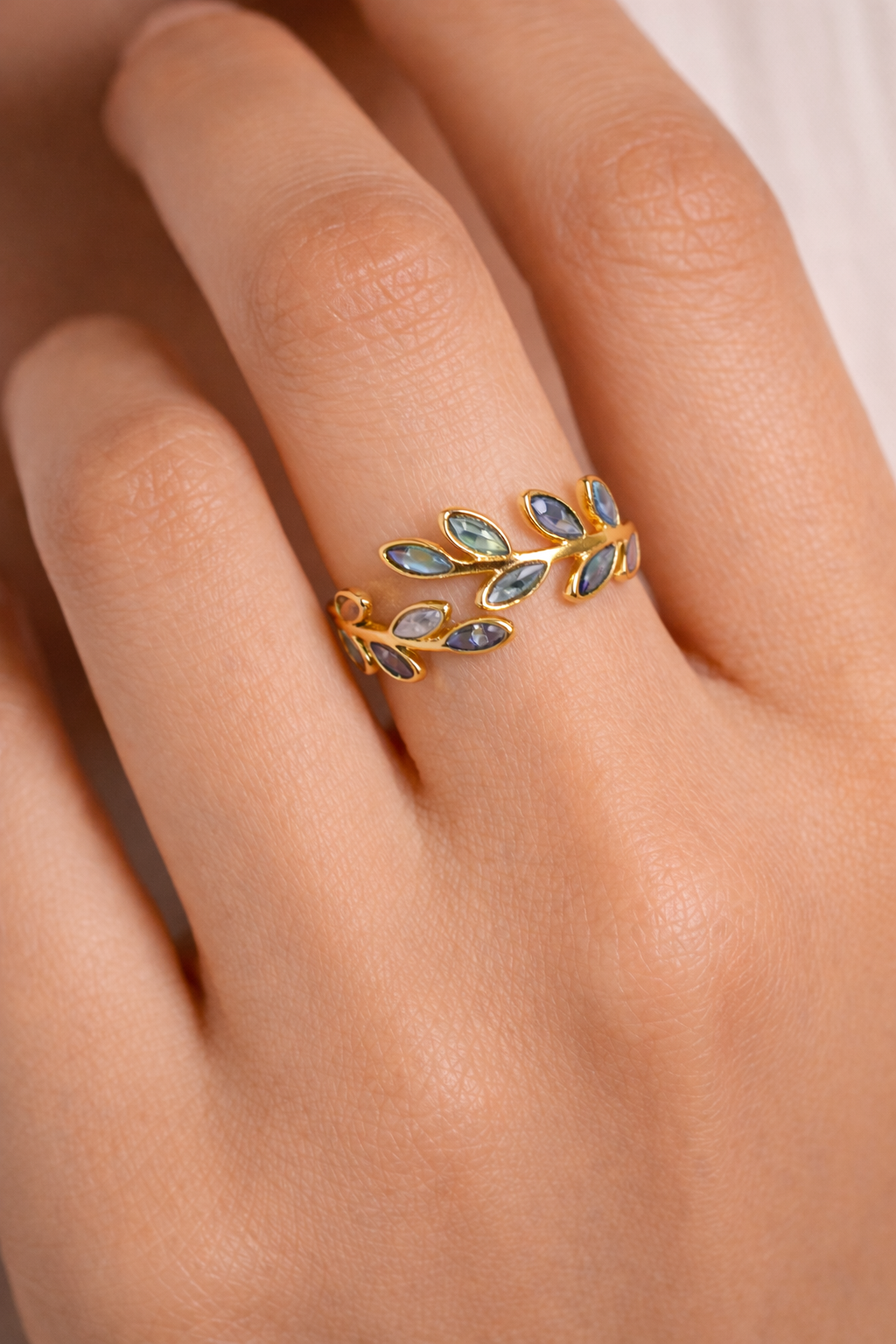 Gold Leaf Adjustable Open Ring – Elegant Women’s Jewelry