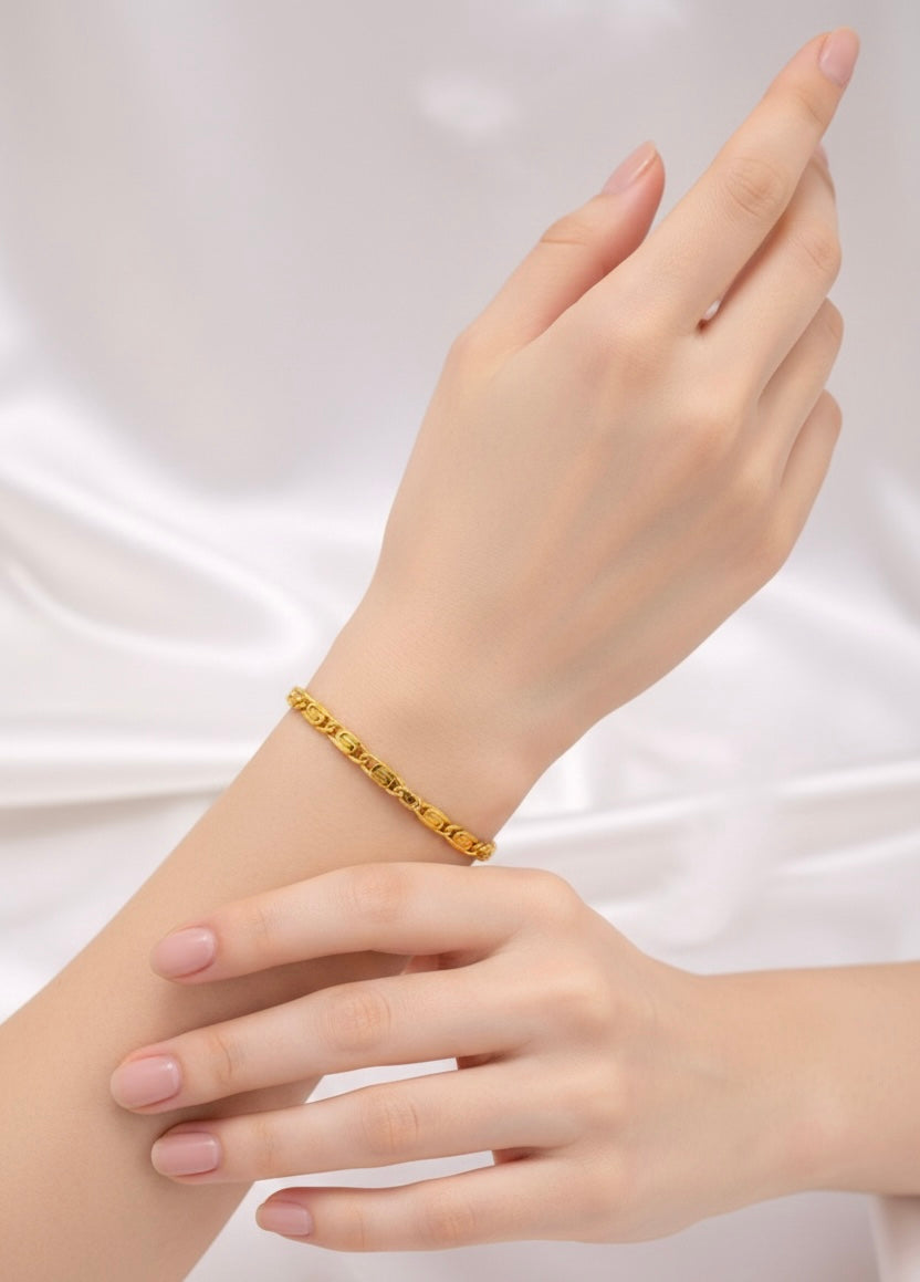 18K Gold Plated Coffee Bean Bracelet – Stainless Steel PVD Chain for Women