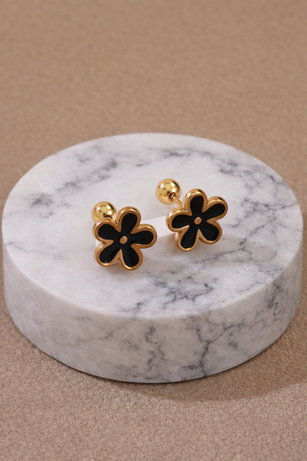 18K Gold Plated Flower Stud Earrings | Waterproof Stainless Steel Floral Earrings