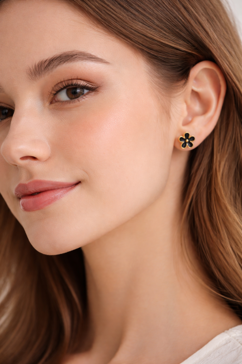 18K Gold Plated Flower Stud Earrings | Waterproof Stainless Steel Floral Earrings