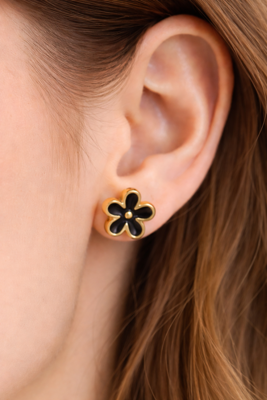 18K Gold Plated Flower Stud Earrings | Waterproof Stainless Steel Floral Earrings