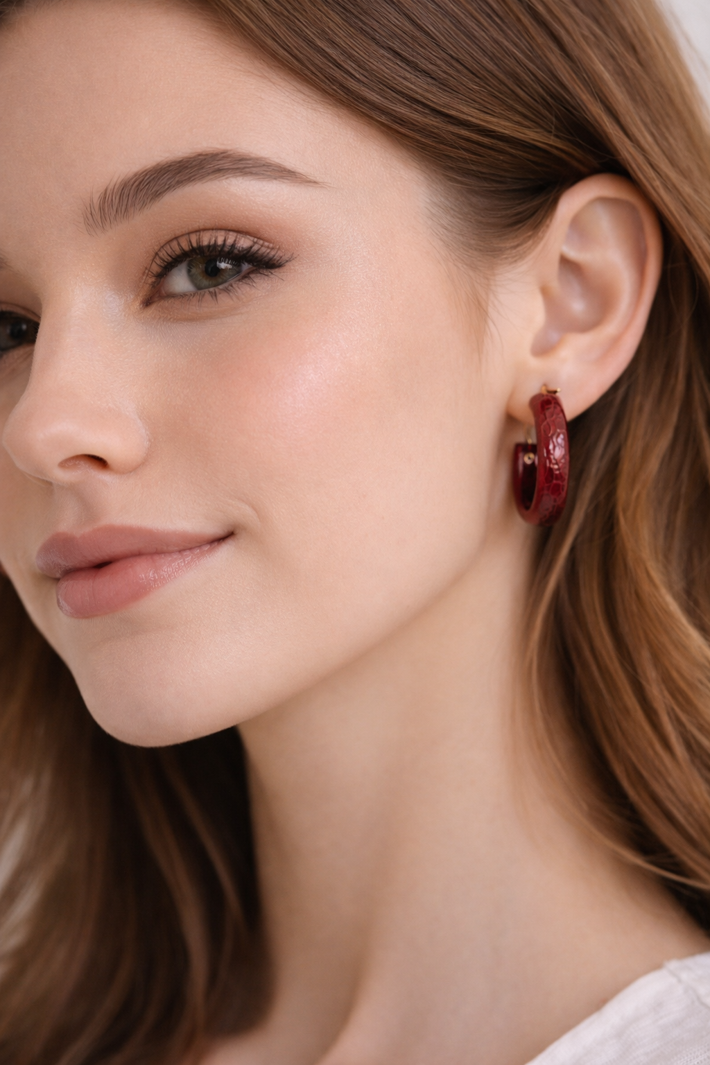 Burgundy Fashion Hoop Earrings