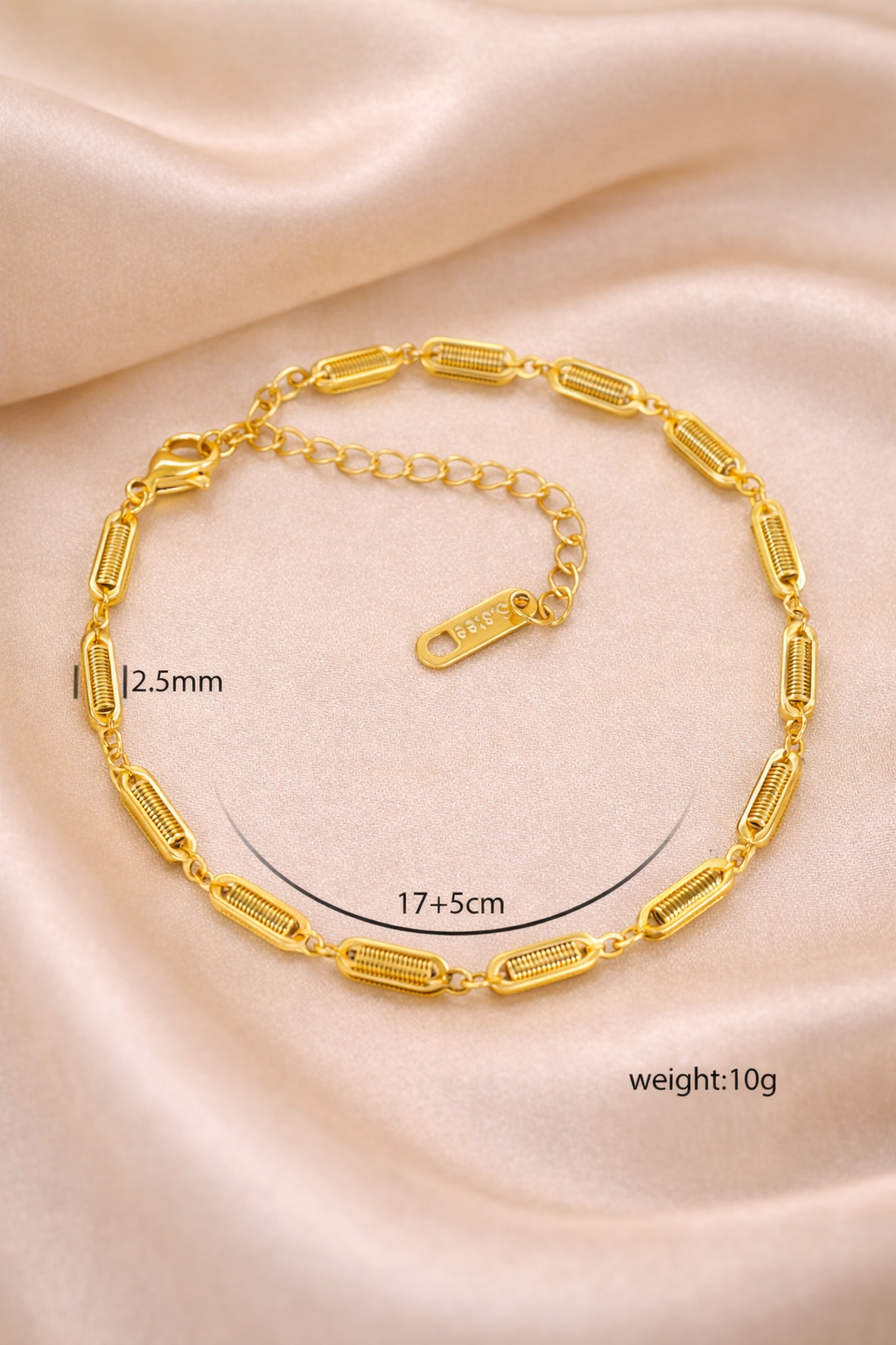 Gold Rectangular Link Bracelet