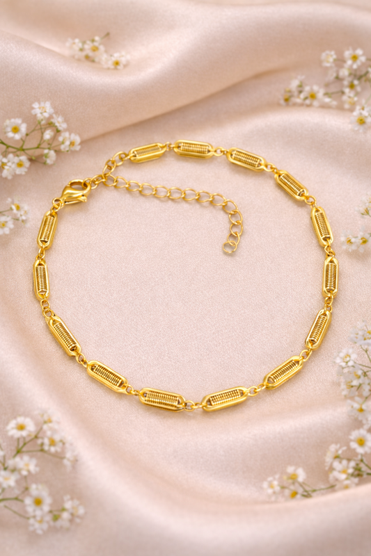 Gold Rectangular Link Bracelet