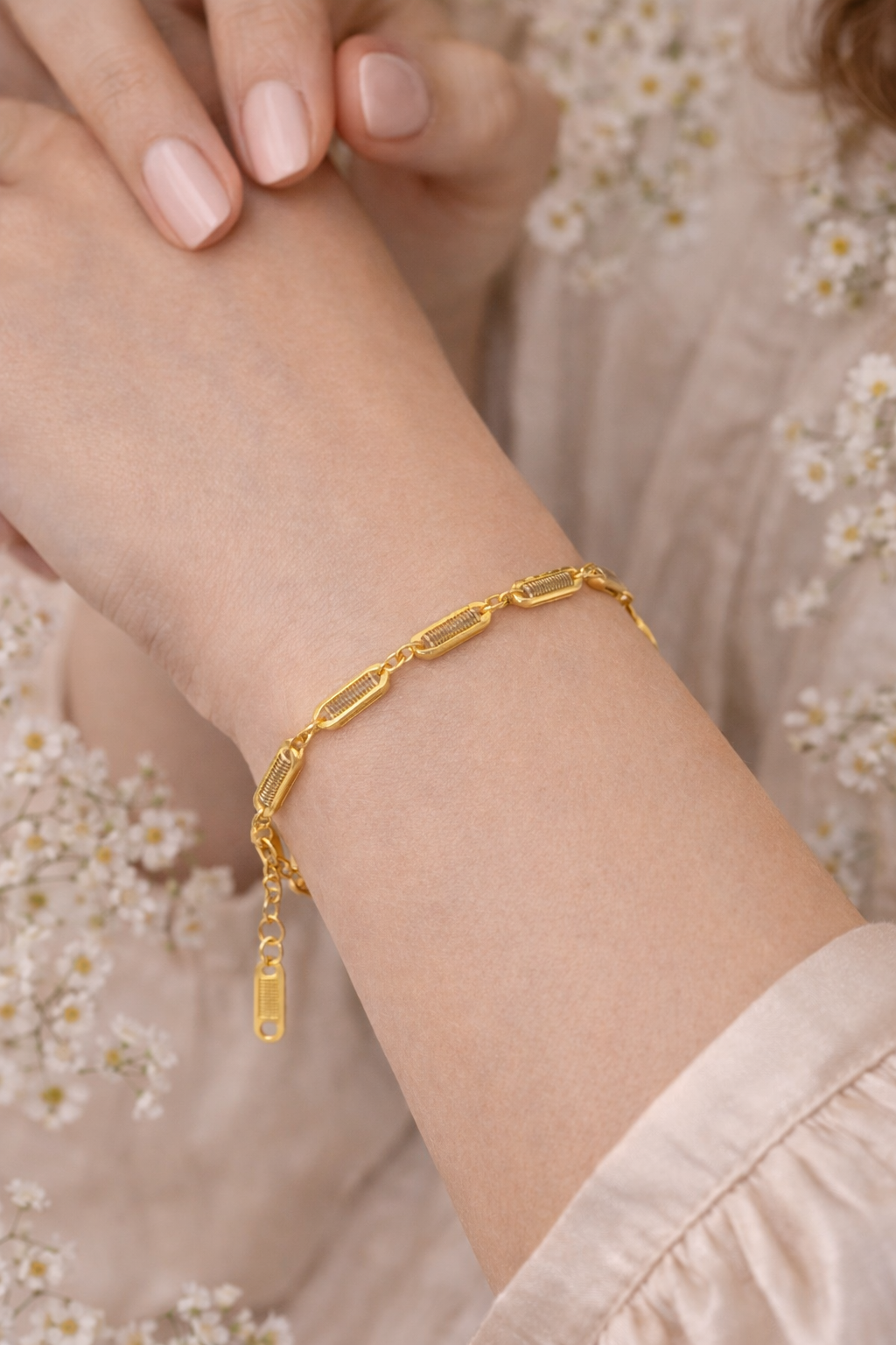 Gold Rectangular Link Bracelet